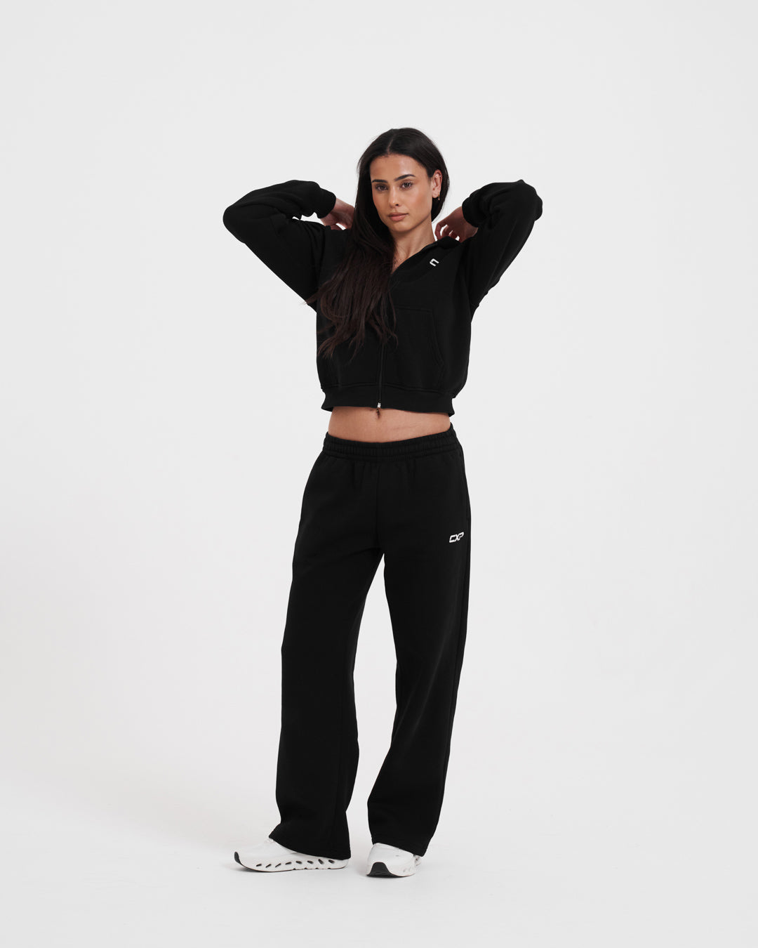 Chill Me Cropped Brushed Hoodie - Black