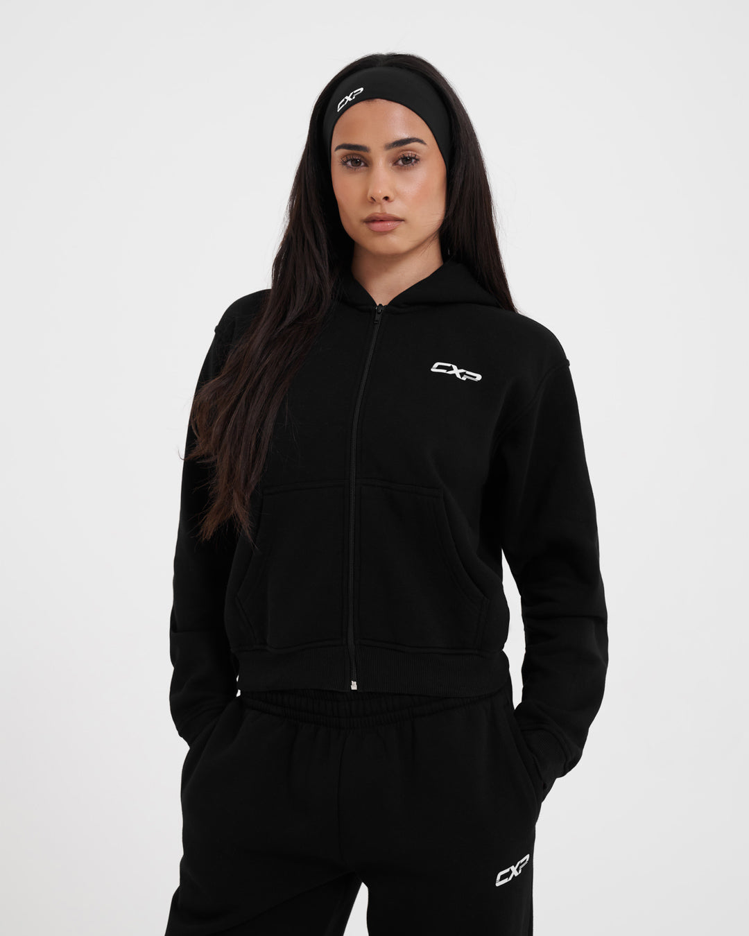 Chill Me Cropped Brushed Hoodie - Black